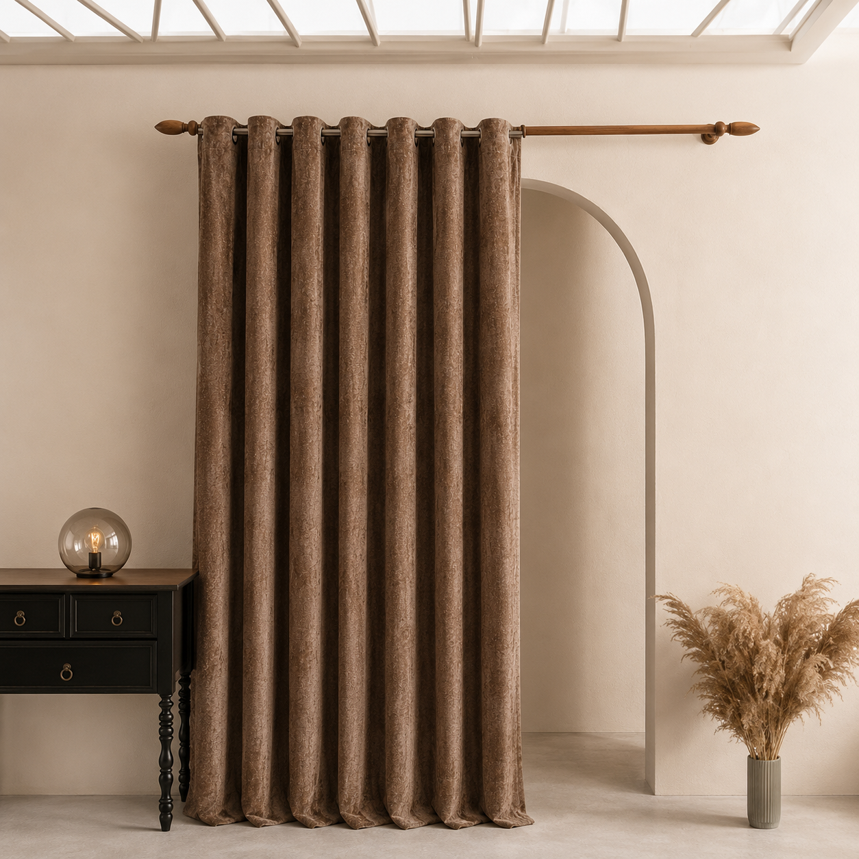 Luxe Velvet Mocha Eyelet Curtains