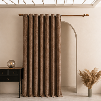 Luxe Velvet Mocha Eyelet Curtains