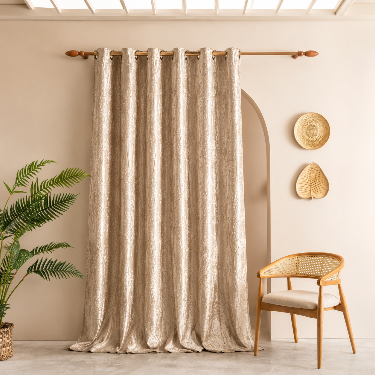 Sahara Weave Eyelet Curtains- Champagne Beige