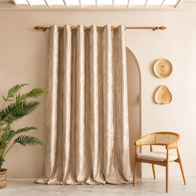 Sahara Weave Eyelet Curtains- Champagne Beige